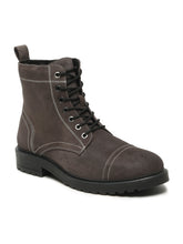 Load image into Gallery viewer, Mens Grey Leather Lace-up Boots
