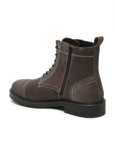 Load image into Gallery viewer, Mens Grey Leather Lace-up Boots