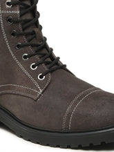 Load image into Gallery viewer, Mens Grey Leather Lace-up Boots