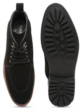 Load image into Gallery viewer, Men Black Leather Mid Top Lace-Up Boots