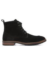 Load image into Gallery viewer, Men Black Leather Mid Top Lace-Up Boots