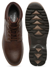 Load image into Gallery viewer, Men Textured Brown Leather Lace-Up Boots