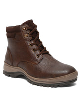 Load image into Gallery viewer, Men Textured Brown Leather Lace-Up Boots