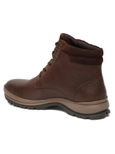 Load image into Gallery viewer, Men Textured Brown Leather Lace-Up Boots
