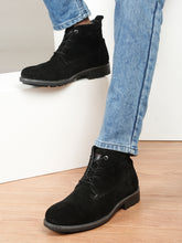 Load image into Gallery viewer, Men's Black Suede Leather Lace-up Boots