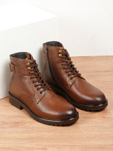 Load image into Gallery viewer, Men’s Brown Leather Lace-Up Ankle Boots