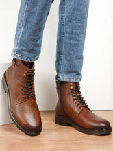 Load image into Gallery viewer, Men’s Brown Leather Lace-Up Ankle Boots