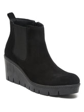 Load image into Gallery viewer, Teakwood Leathers Women Black Solid Suede Mid-top Wedges Boots