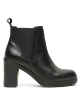 Load image into Gallery viewer, Women's Black Solid Leather Mid - Ankle High Heeled Boots