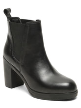 Load image into Gallery viewer, Women's Black Solid Leather Mid - Ankle High Heeled Boots