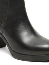 Load image into Gallery viewer, Women's Black Solid Leather Mid - Ankle High Heeled Boots