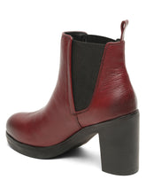 Load image into Gallery viewer, Women's Cherry Solid Leather Mid - Ankle High Heeled Boots