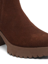 Load image into Gallery viewer, Women's Brown Suede Leather Mid - Ankle High Heeled Boots