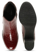 Load image into Gallery viewer, Women's Cherry Croco Texture Lether Mid - Ankle High Heeled Boots