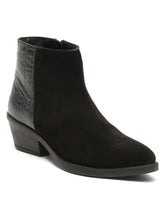 Load image into Gallery viewer, Women's Black Croco Texture With Suede Lether Mid-Ankle Blocked Heel Boots