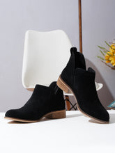 Load image into Gallery viewer, Women's Black Suede Leather Blocked Heel Boots