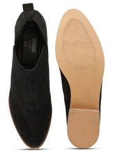 Load image into Gallery viewer, Women's Black Suede Leather Blocked Heel Boots
