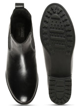 Load image into Gallery viewer, Women's Black Solid Leather Slip-On Blocked Heel Boots