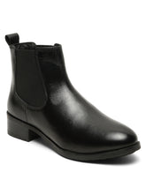 Load image into Gallery viewer, Women's Black Solid Leather Slip-On Blocked Heel Boots