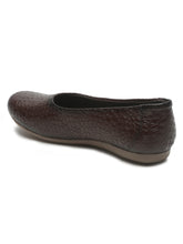 Load image into Gallery viewer, Women's DarkBrown Croco Texture Leather Ballet Flat Shoes