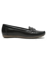 Load image into Gallery viewer, Women's Black Solid Leather Ballet Flat Shoes