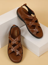 Load image into Gallery viewer, Men One Toe Leather Comfort Sandals With Velcro Closure