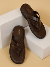 Load image into Gallery viewer, Men Leather Brown Thong Flip-Flop