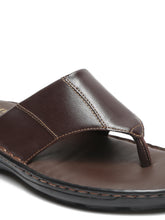 Load image into Gallery viewer, Teakwood Men Leather Brown Thong Flip-Flop