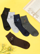 Load image into Gallery viewer, Teakwood Leathers Men's Black Brown Grey Navy Dark Grey Pack Of 5 Cotton Above Ankle Length Socks