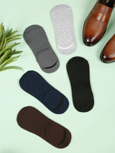 Load image into Gallery viewer, Teakwood Leathers Men's Black Brown Grey Navy Dark Grey Pack Of 5 Cotton Shoe Liner Socks