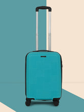 Load image into Gallery viewer, ANDAMAN AQUA GREEN Textured Zigzag Stripline Unisex Check-in Hardside Cabin Trolley Bag