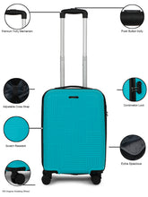 Load image into Gallery viewer, ANDAMAN AQUA GREEN Textured Zigzag Stripline Unisex Check-in Hardside Cabin Trolley Bag