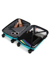 Load image into Gallery viewer, ANDAMAN AQUA GREEN Textured Zigzag Stripline Unisex Check-in Hardside Cabin Trolley Bag