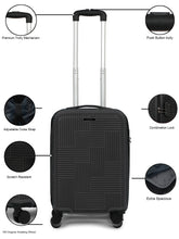 Load image into Gallery viewer, ANDAMAN BLACK Textured Zigzag Stripline Unisex Check-in Hardside Cabin Trolley Bag