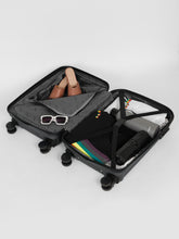 Load image into Gallery viewer, ANDAMAN BLACK Textured Zigzag Stripline Unisex Check-in Hardside Cabin Trolley Bag