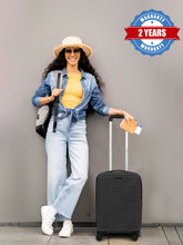 Load image into Gallery viewer, ANDAMAN BLACK Textured Zigzag Stripline Unisex Check-in Hardside Cabin Trolley Bag