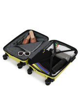 Load image into Gallery viewer, ANDAMAN LIME GREEN Textured Zigzag Stripline Unisex Check-in Hardside Cabin Trolley Bag
