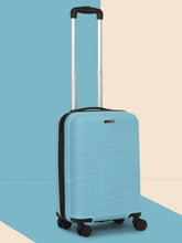 Load image into Gallery viewer, ANDAMAN SKY BLUE Textured Zigzag Stripline Unisex Check-in Hardside Cabin Trolley Bag
