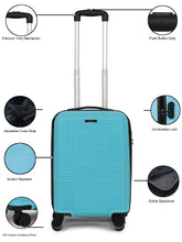 Load image into Gallery viewer, ANDAMAN SKY BLUE Textured Zigzag Stripline Unisex Check-in Hardside Cabin Trolley Bag