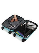Load image into Gallery viewer, ANDAMAN SKY BLUE Textured Zigzag Stripline Unisex Check-in Hardside Cabin Trolley Bag