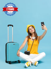 Load image into Gallery viewer, ANDAMAN SKY BLUE Textured Zigzag Stripline Unisex Check-in Hardside Cabin Trolley Bag