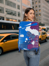 Load image into Gallery viewer, Blue Purple Abstract printed hard sided trolley bag