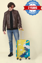 Load image into Gallery viewer, Yellow Abstract printed hard sided trolley bag