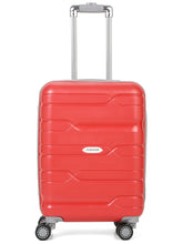Load image into Gallery viewer, Teakwood Leather Red Patterned Hard-Sided Trolley Bag