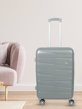 Load image into Gallery viewer, Grey Textured Hard-Sided Medium Trolley Suitcase