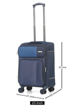 Load image into Gallery viewer, Teakwood Leather Navy Solid Soft Sided Cabin Trolley Bag