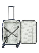Load image into Gallery viewer, Teakwood Leather Navy Solid Soft Sided Medium Trolley Bag