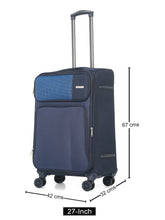 Load image into Gallery viewer, Teakwood Leather Navy Solid Soft Sided Medium Trolley Bag