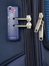 Load image into Gallery viewer, Teakwood Leather Navy Solid Soft Sided Medium Trolley Bag