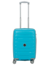 Load image into Gallery viewer, Teakwood Leather Unisex Blue Textured Hard-Sided Trolley Bag